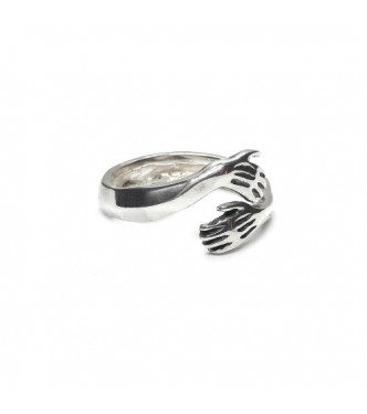 R002414 Genuine Sterling Silver Ring Hug Solid Hallmarked 925 Handmade